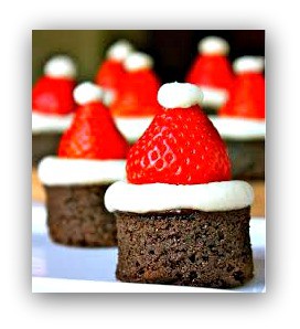 brownies con crema y frutillas